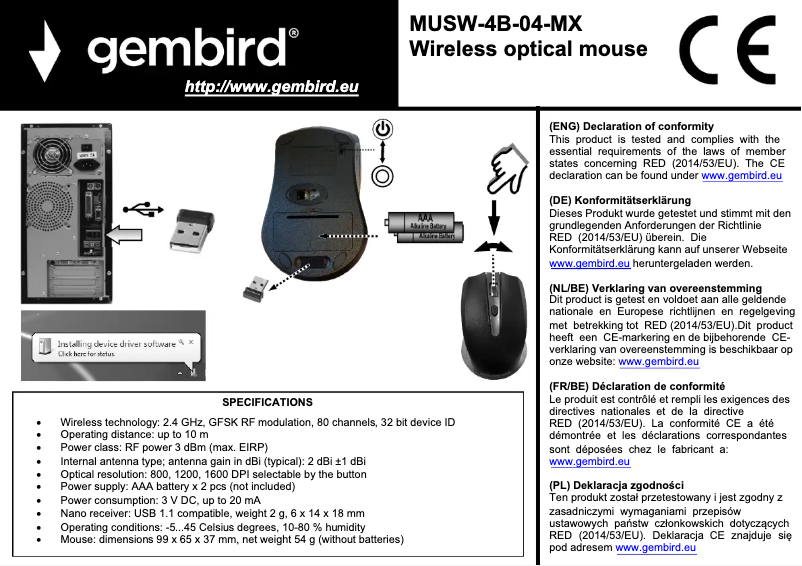 Page n°1 - Manuel utilisateur Gembird MUSW-4B-04