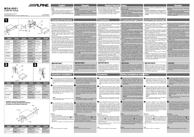 Page 1 de la notice Manuel utilisateur Alpine MDA-5051