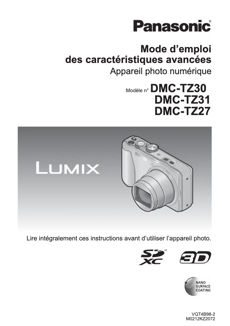Imagen de la primera página del manual del dispositivo Lumix DMC-TZ27