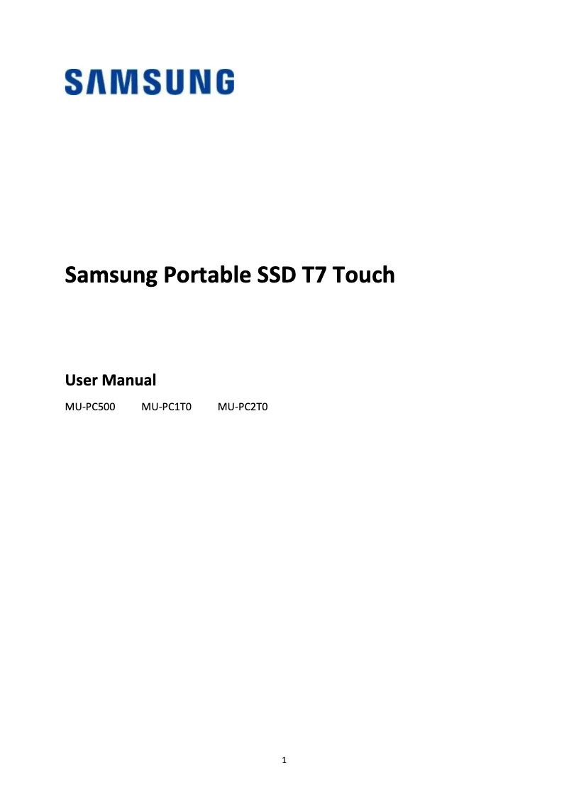 Image de la première page du manuel de l'appareil SSD T7 Touch