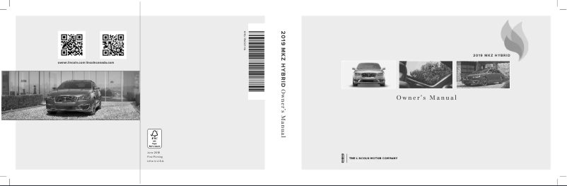 Page n°1 - Manuel utilisateur Lincoln MKZ Hybrid (2019)