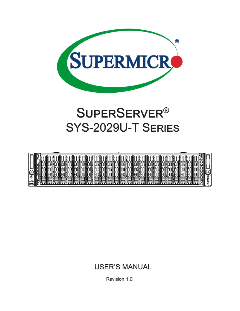Page 1 de la notice Manuel utilisateur Supermicro SuperServer 2029U-TR25M