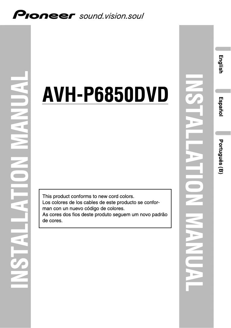 Page n°1 - Manuel utilisateur Pioneer AVH-P6850DVD