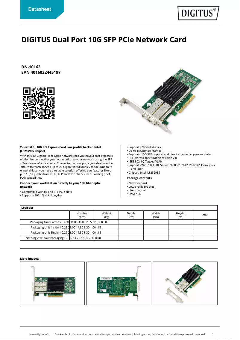 Page n°1 - Fiche technique Digitus DN-10162