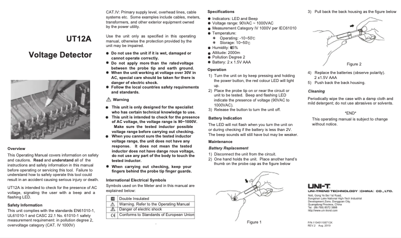 Page n°1 - Manuel utilisateur Uni-T UT12A