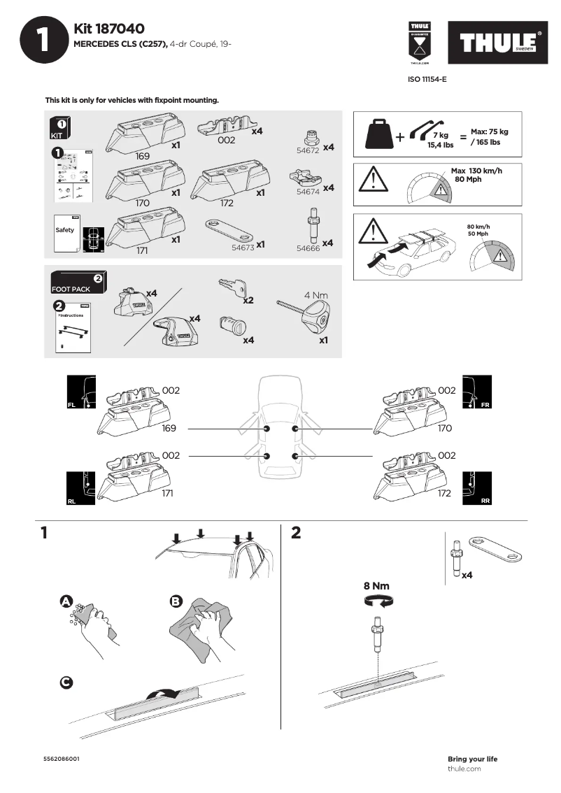 Page n°1 - Manuel utilisateur Thule Kit 187040