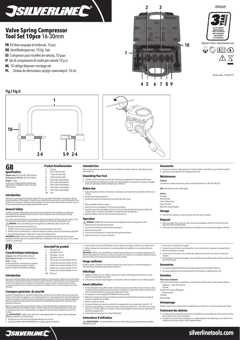 Page 1 de la notice Manuel utilisateur Silverline 494569