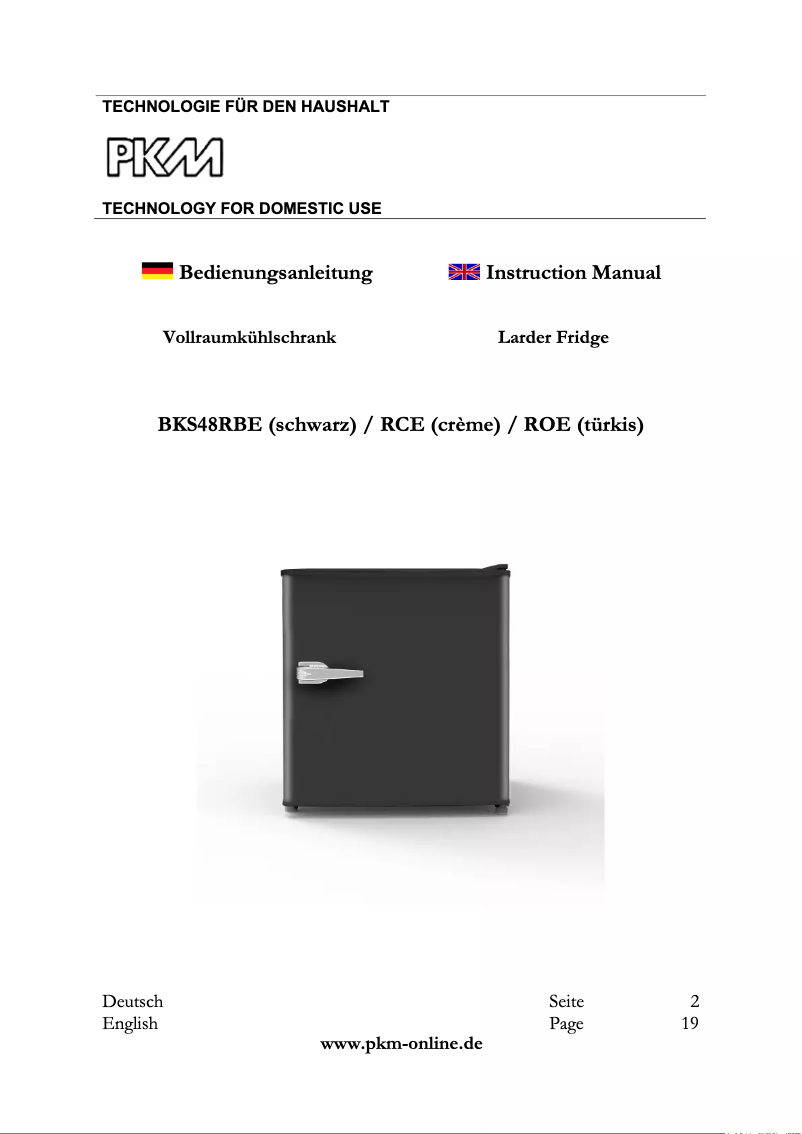 Page 1 de la notice Manuel utilisateur PKM BKS48RBE