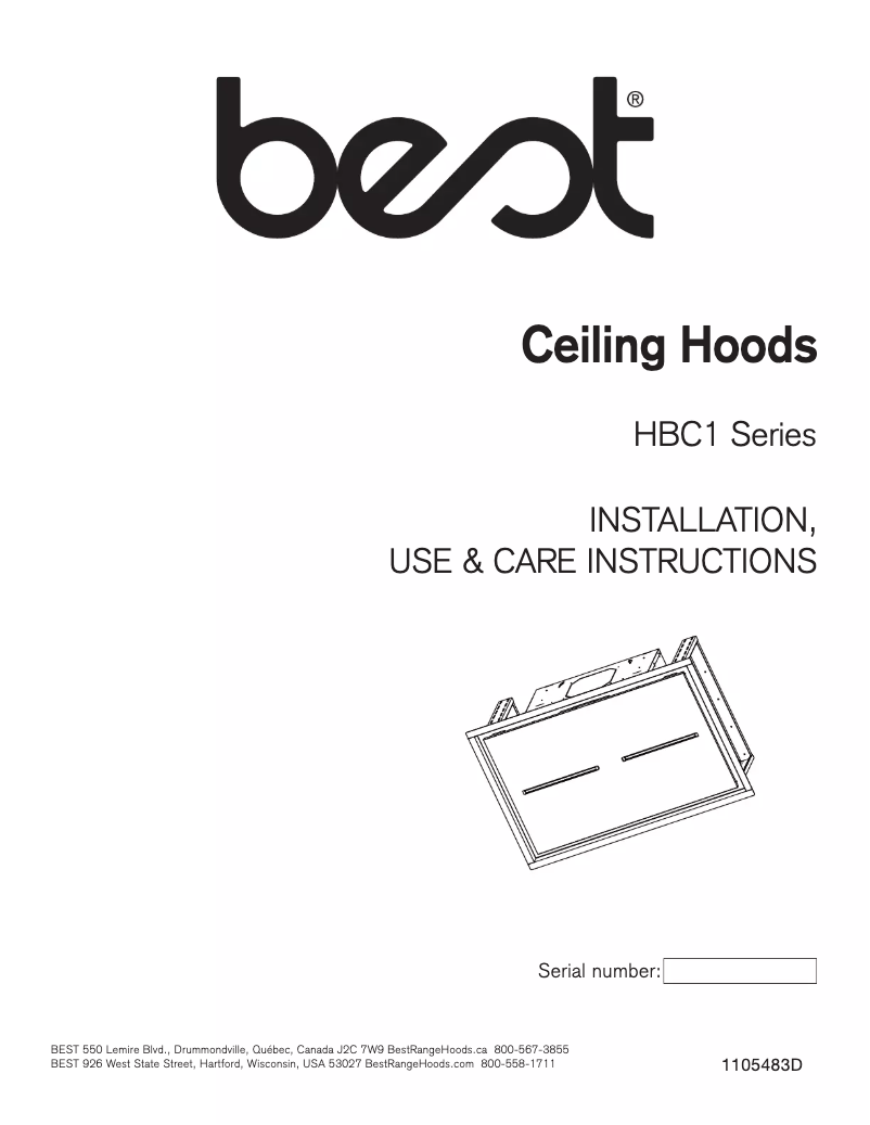 Page 1 de la notice Guide d'installation Best HBC163ESS