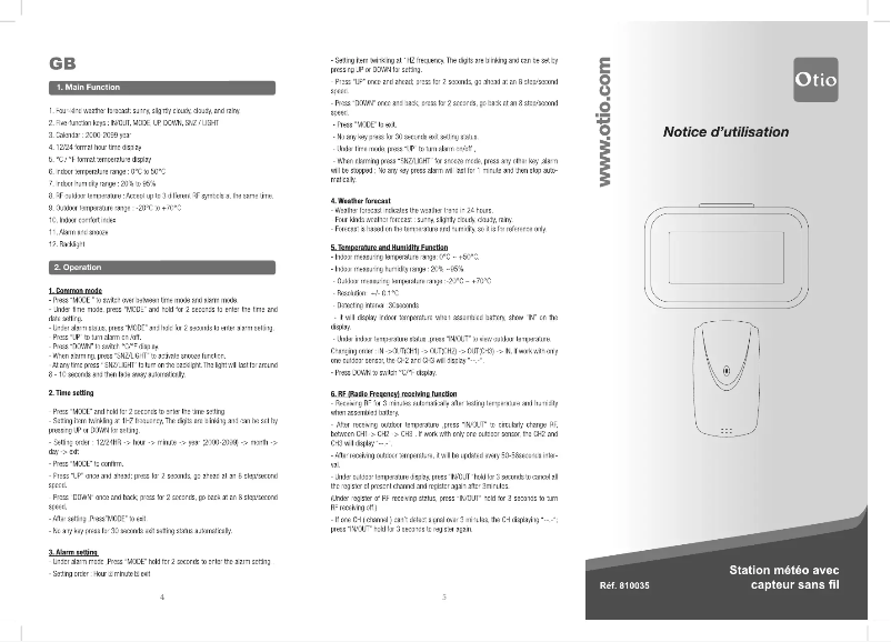 Image de la première page du manuel de l'appareil S606