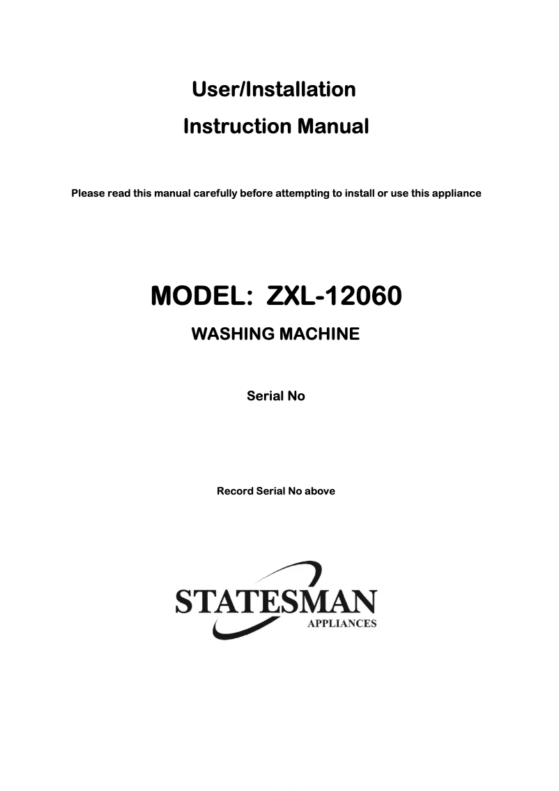 Page 1 de la notice Manuel utilisateur Statesman ZXL-12060