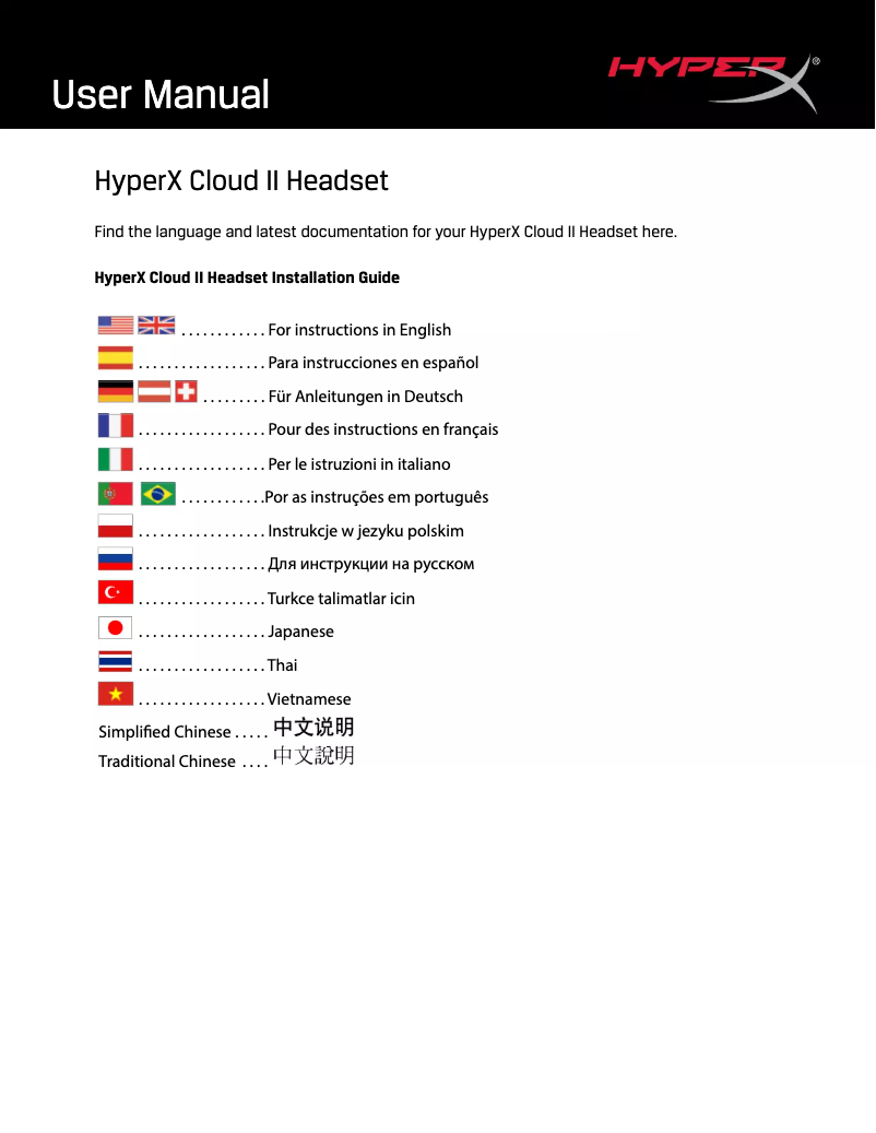 Page n°1 - Manuel utilisateur HyperX HyperXCloud II