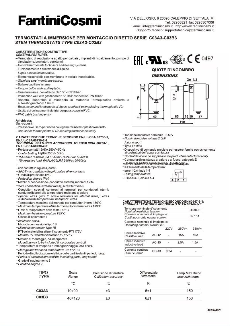Page n°1 - Manuel utilisateur Fantini Cosmi C03