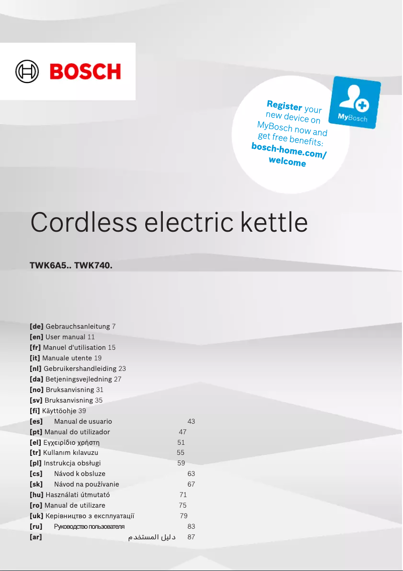 Página 1 del manual Manual de usuario Bosch TWK6A513