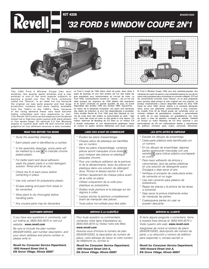 Page 1 de la notice Manuel utilisateur Revell '32 Ford 5 Window Coupe
