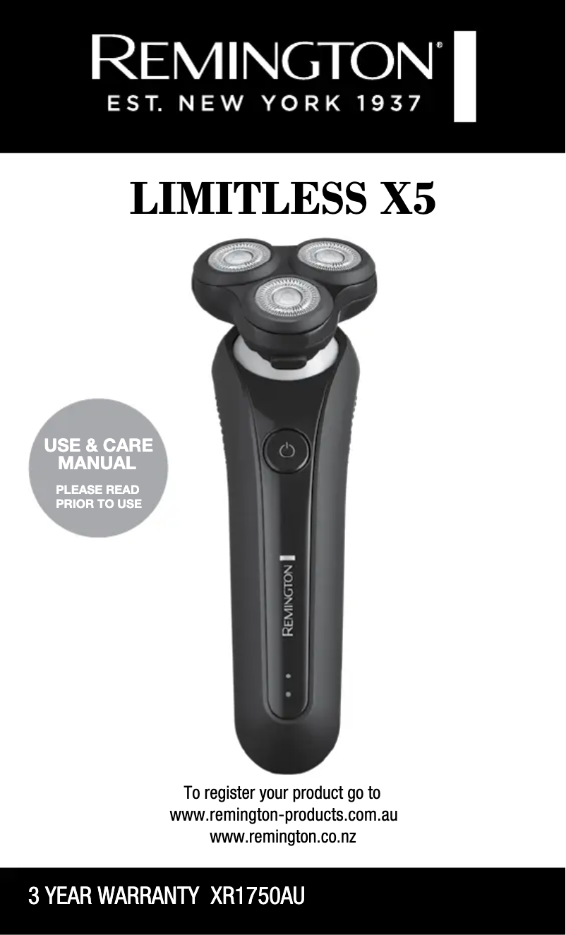 Page 1 de la notice Manuel utilisateur Remington Limitless X5 XR1750AU