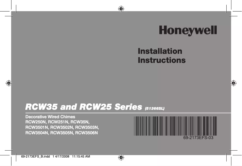 Page 1 de la notice Manuel utilisateur Honeywell RCW3506N