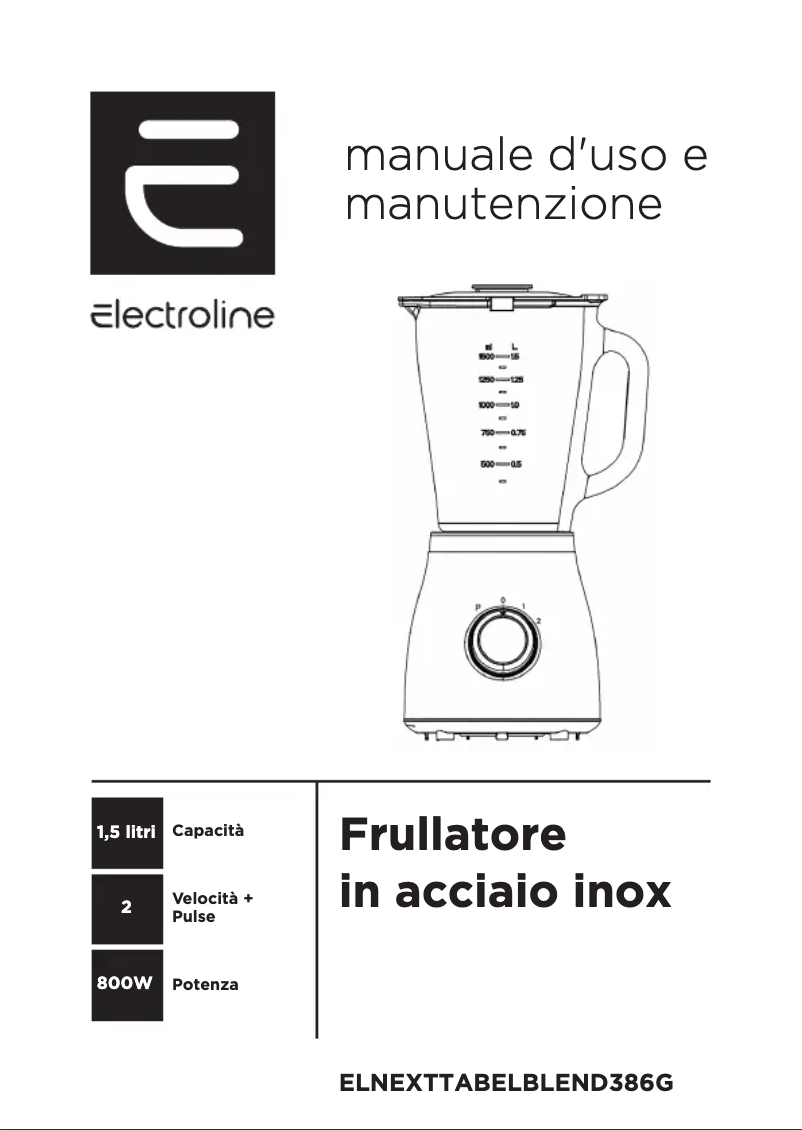 Page 1 de la notice Manuel utilisateur Electroline ELNEXTTABELBLEND386G