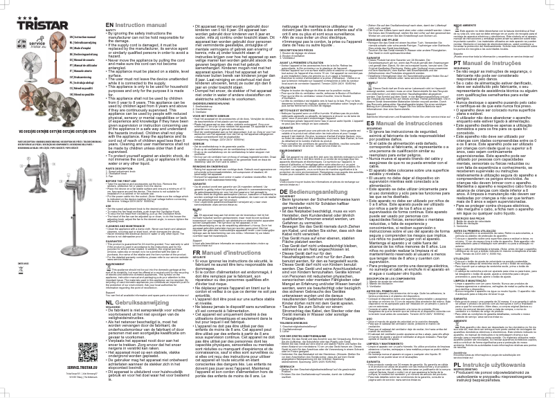 Page 1 de la notice Manuel utilisateur TriStar VE-5972