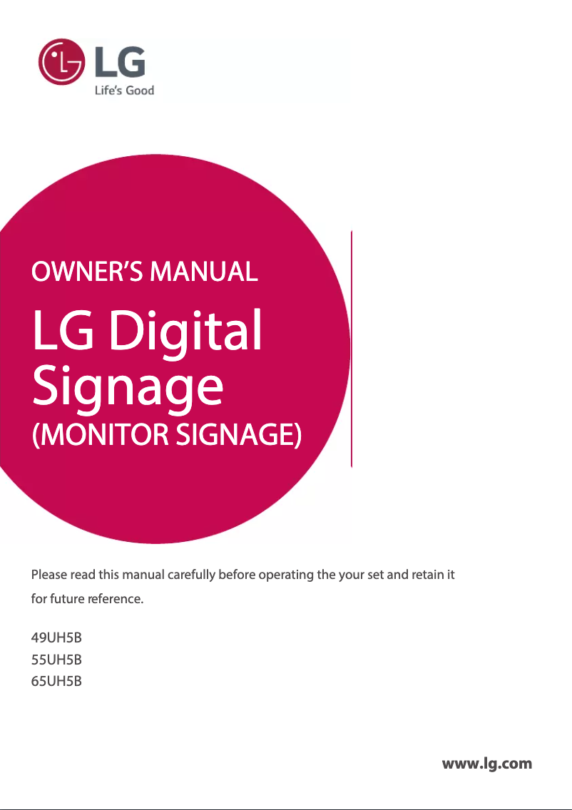 Page n°1 - Manuel utilisateur LG 65UH5B Ultra HD Smart Platform