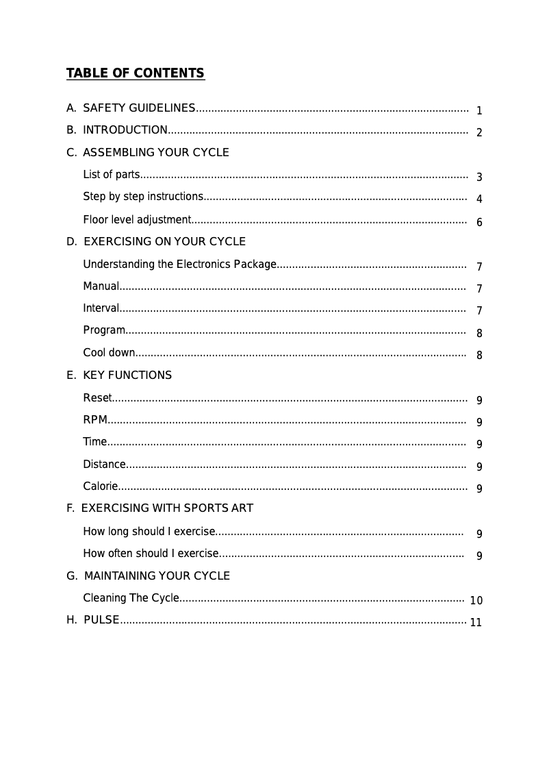 Page 1 de la notice Manuel utilisateur SportsArt 508p