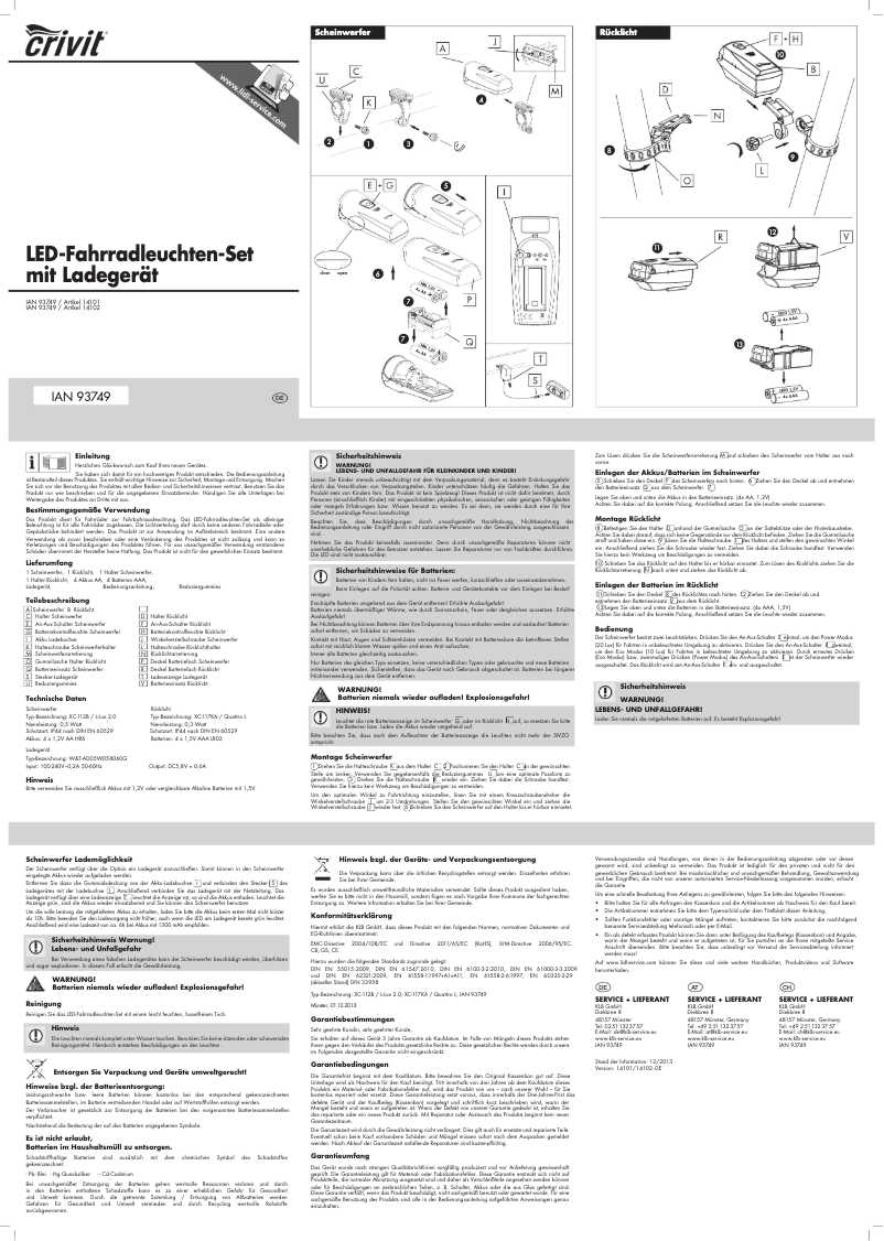 Página 1 del manual Manual de usuario Crivit IAN 93749