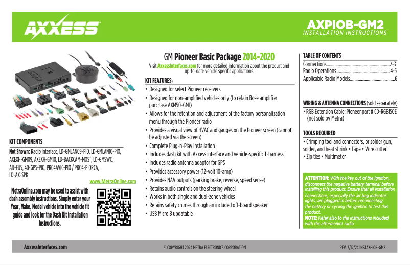 Page 1 de la notice Manuel utilisateur AXESS AXPIOB-GM2