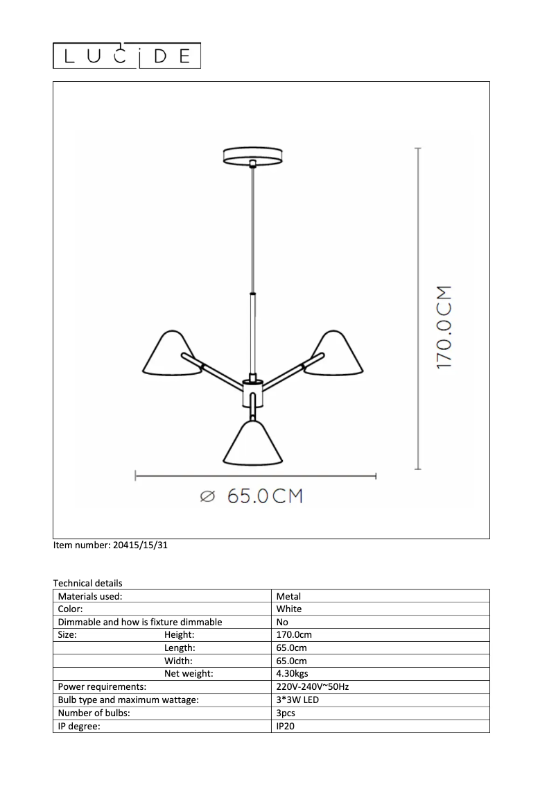Page n°1 - Manuel utilisateur Lucide Devon 20415/15/31