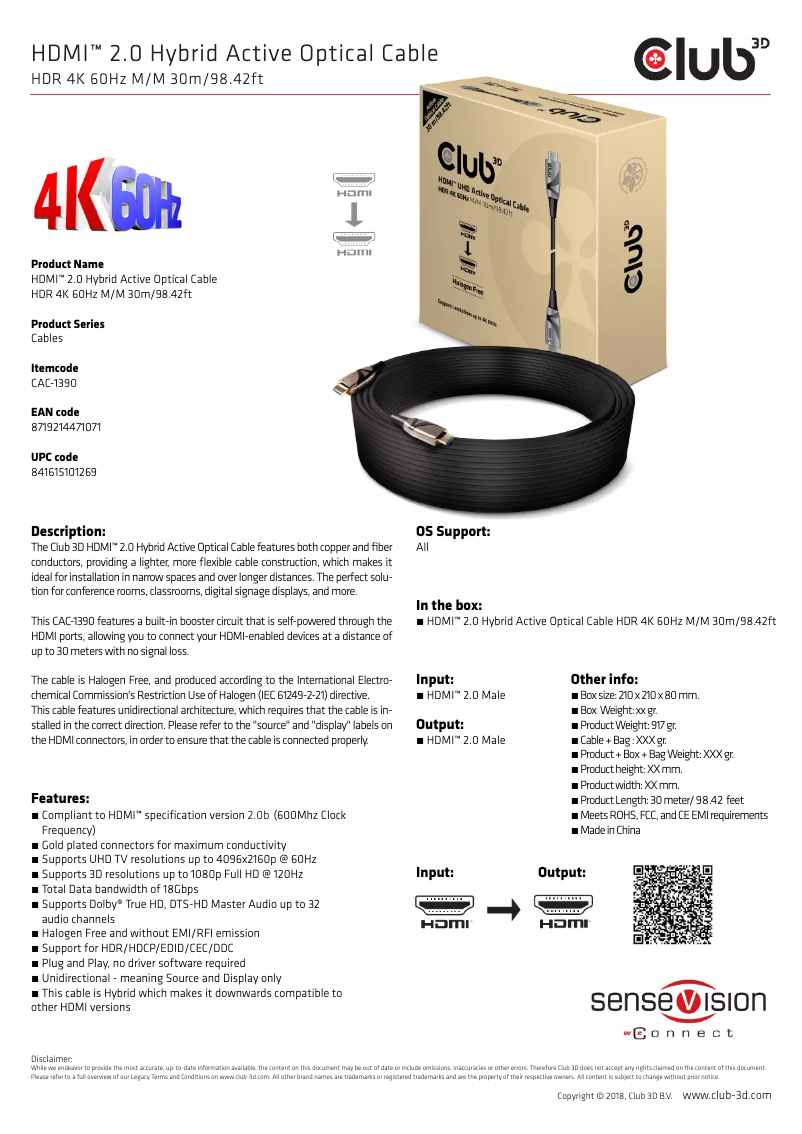 Page n°1 - Manuel utilisateur CLUB3D CAC-1390