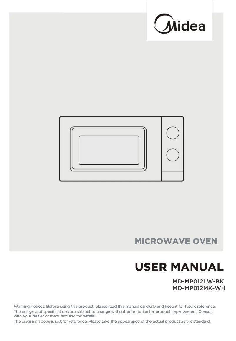 Page 1 de la notice Manuel utilisateur Midea MD-MP012MK-WH