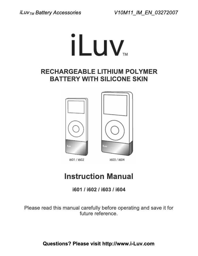 Page 1 de la notice Manuel utilisateur iLuv i603