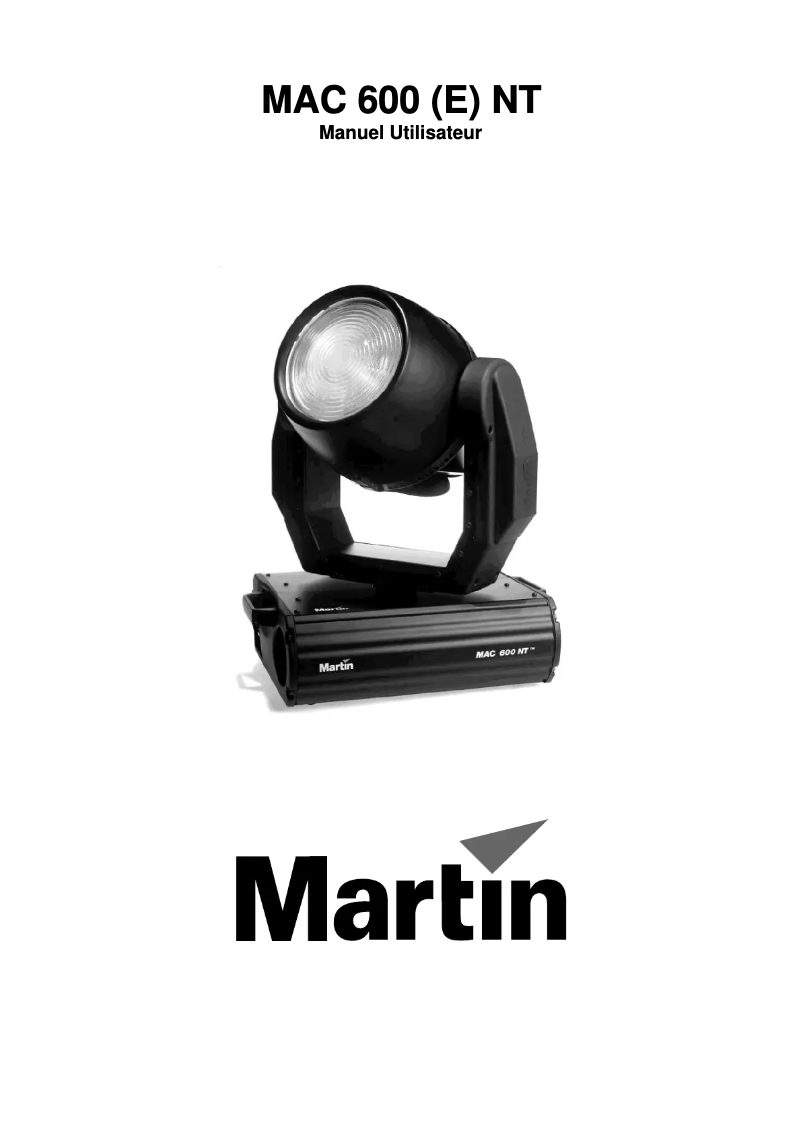 Page 1 de la notice Manuel utilisateur Martin MAC 2000 Performance