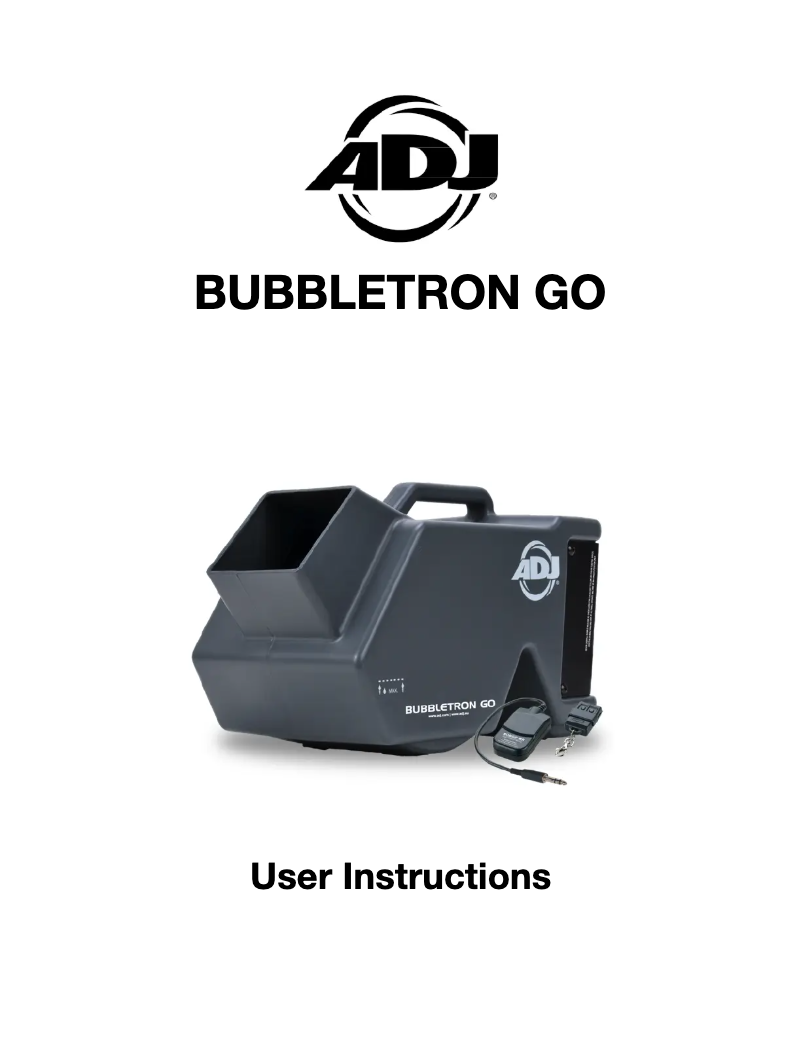 Page 1 de la notice Manuel utilisateur Adj Bubbletron Go