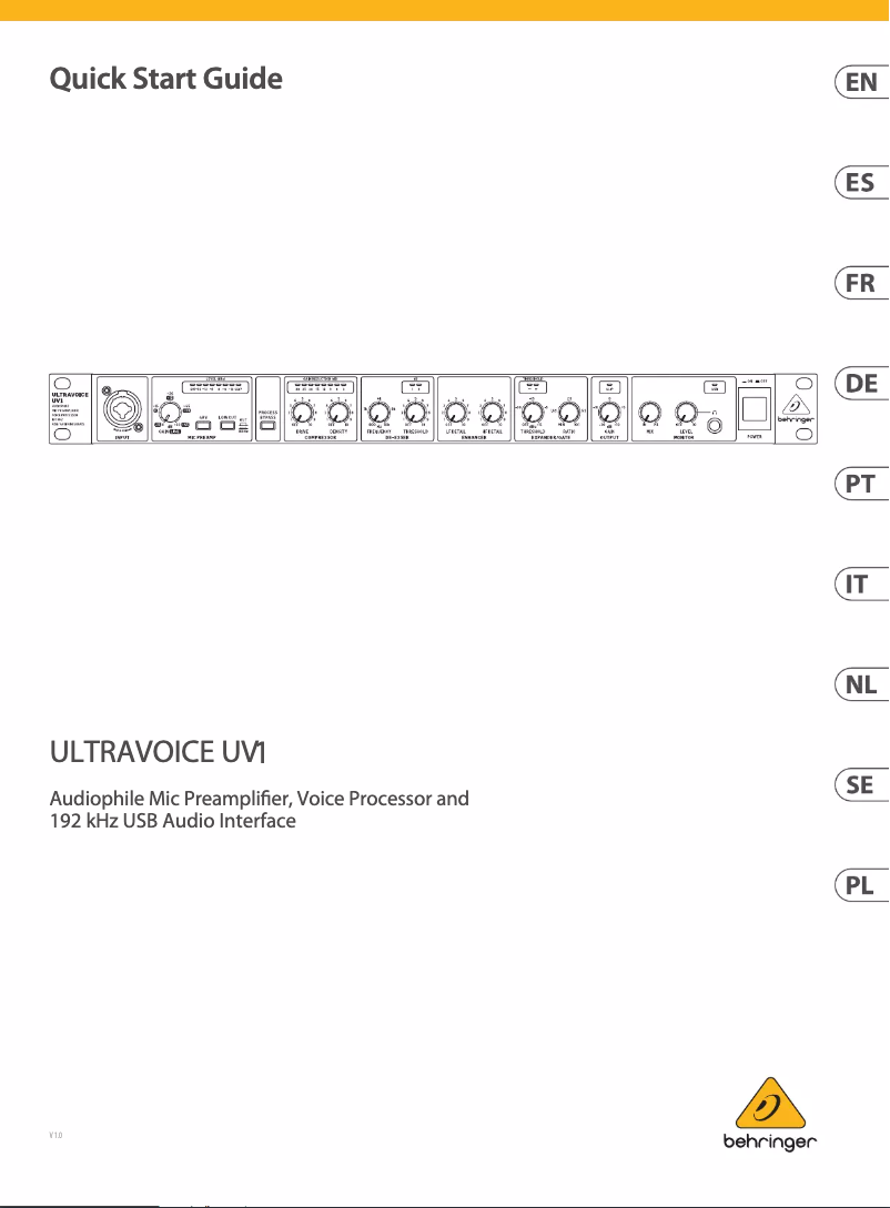 Página 1 del manual Manual de usuario Behringer Ultravoice UV1