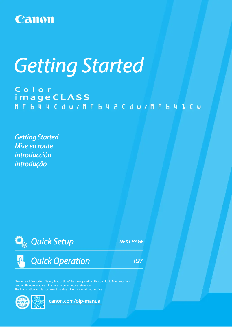 Page n°1 - Manuel utilisateur Canon Color imageCLASS MF642Cdw