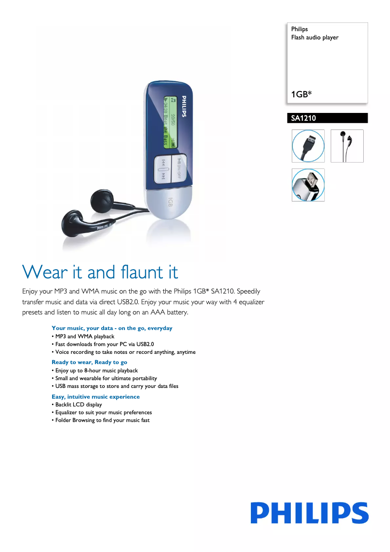 Page 1 de la notice Brochure Philips SA1210