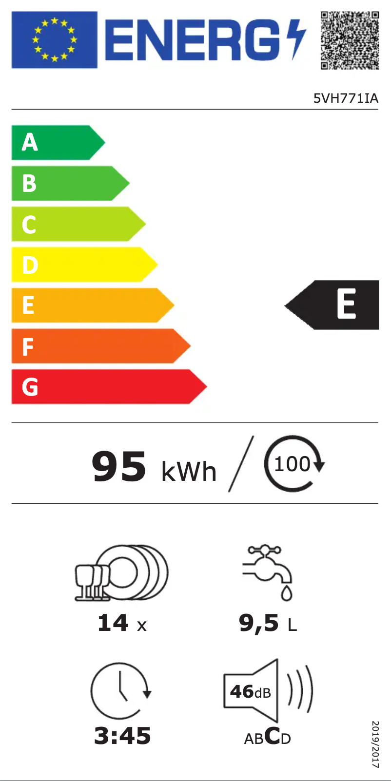 Page n°1 - Label énergétique Blaupunkt 5VH 771IA