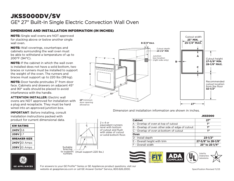 First page image of the manual for JKS5000DVBB