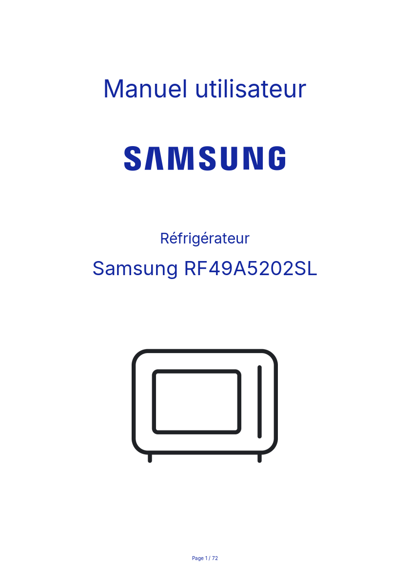 Image de la première page du manuel de l'appareil RF49A5202SL