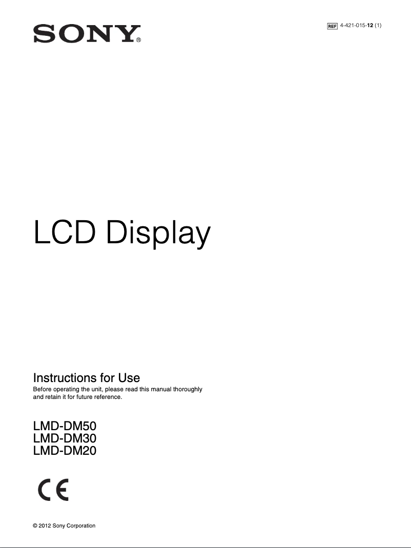 Page n°1 - Manuel utilisateur Sony LMD-DM30