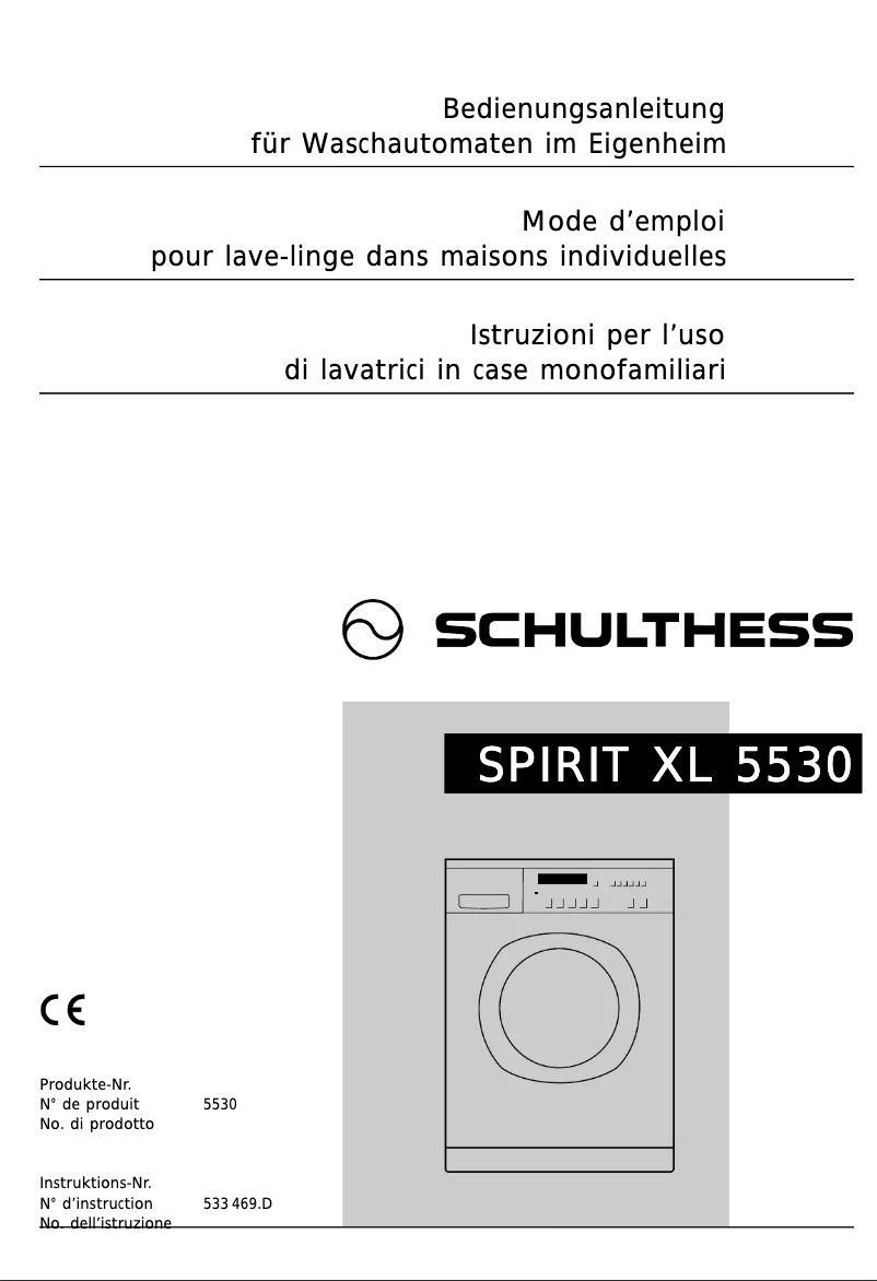 Page 1 de la notice Manuel utilisateur Schulthess Spirit XL 5530