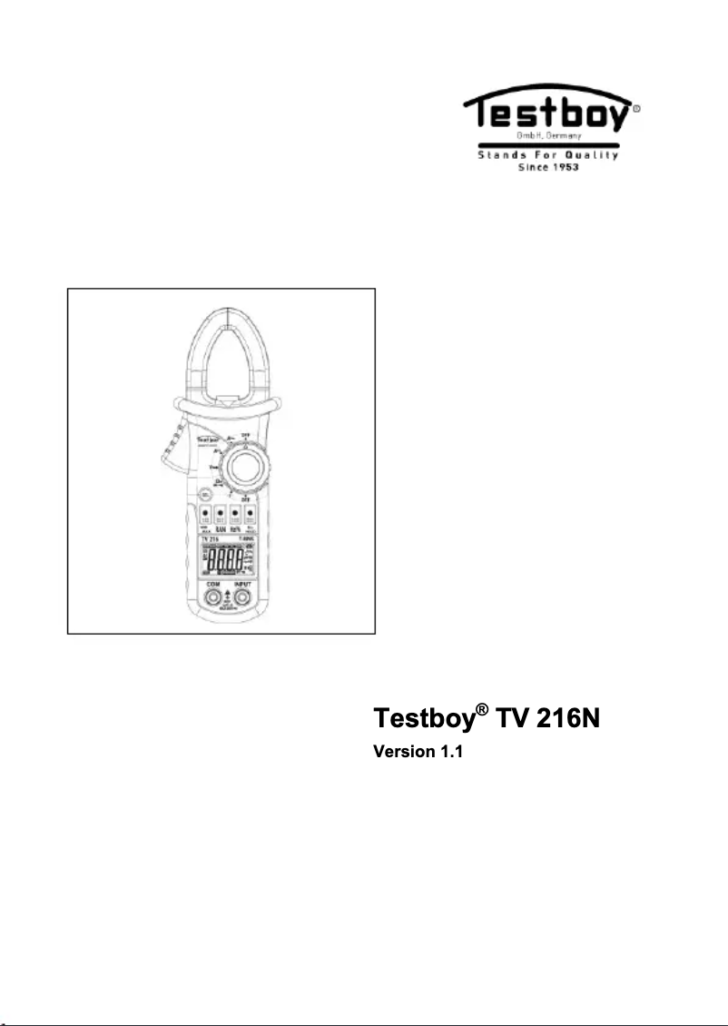Page n°1 - Manuel utilisateur Testboy TV 216N