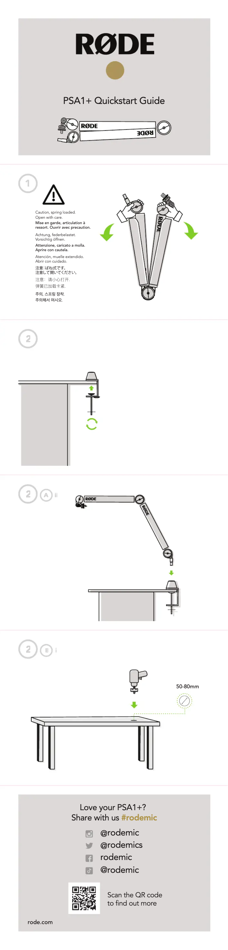 Page 1 de la notice Guide de démarrage rapide Røde PSA-1