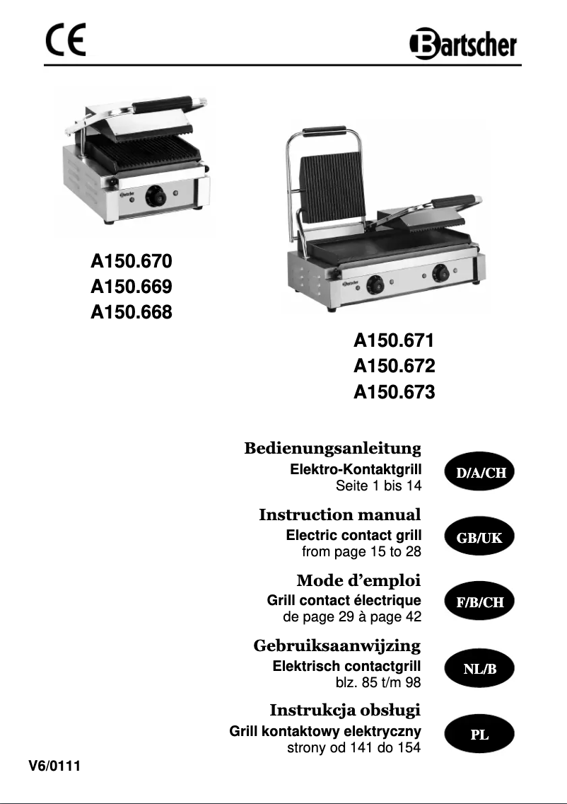 Page n°1 - Manuel utilisateur Bartscher A150669
