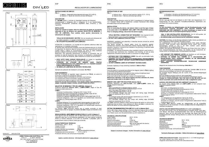 Page 1 de la notice Manuel utilisateur Orbis DIM LED