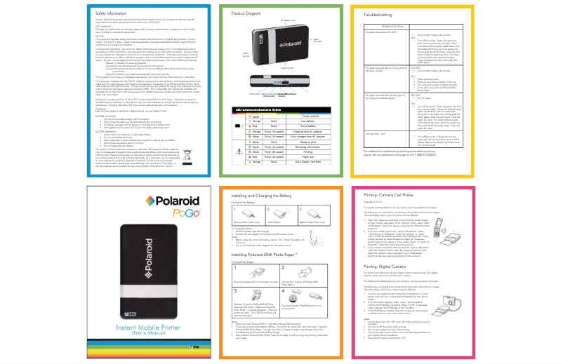 Page n°1 - Manuel utilisateur Polaroid PoGo