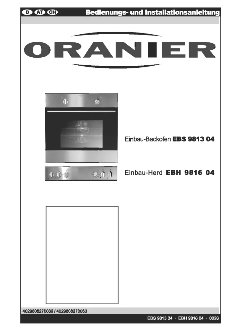 Page n°1 - Manuel utilisateur Oranier EBS 9813 04