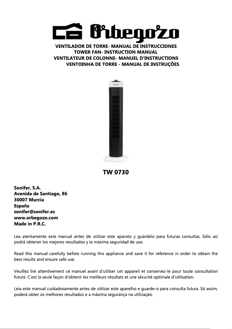 Image de la première page du manuel de l'appareil TW 0730