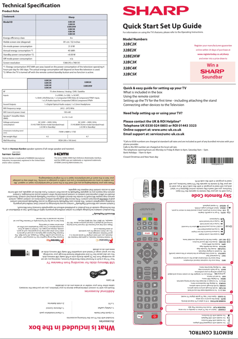 Page 1 de la notice Guide de démarrage rapide Sharp 32BC4K
