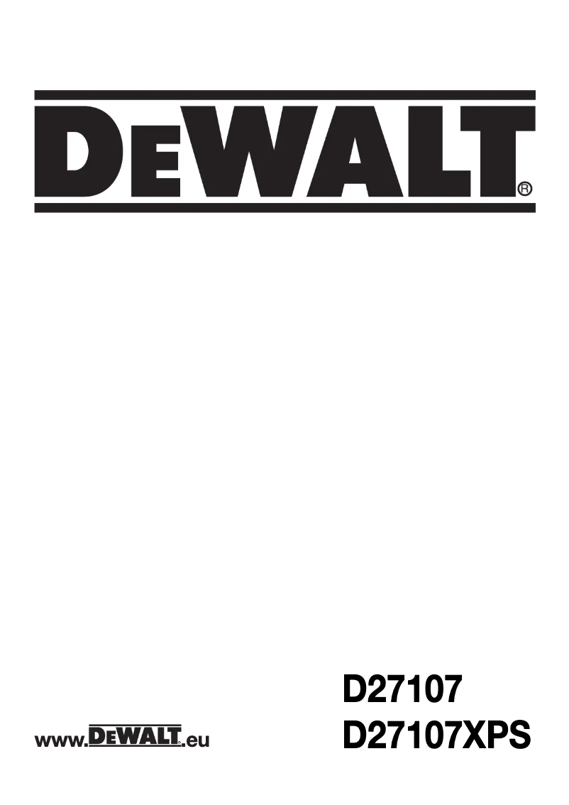 Page n°1 - Manuel utilisateur DeWalt D27107